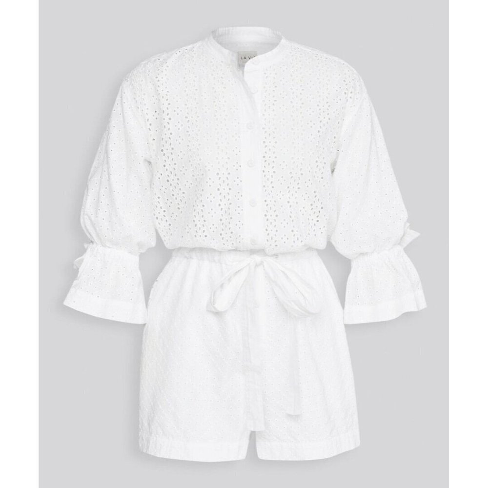 NWT La Vie Rebecca Taylor Eyelet Romper in Milk White One-Piece M $350